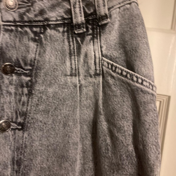 Free People Gray Black Acid Wash Denim Midi Skirt - Picture 9 of 10